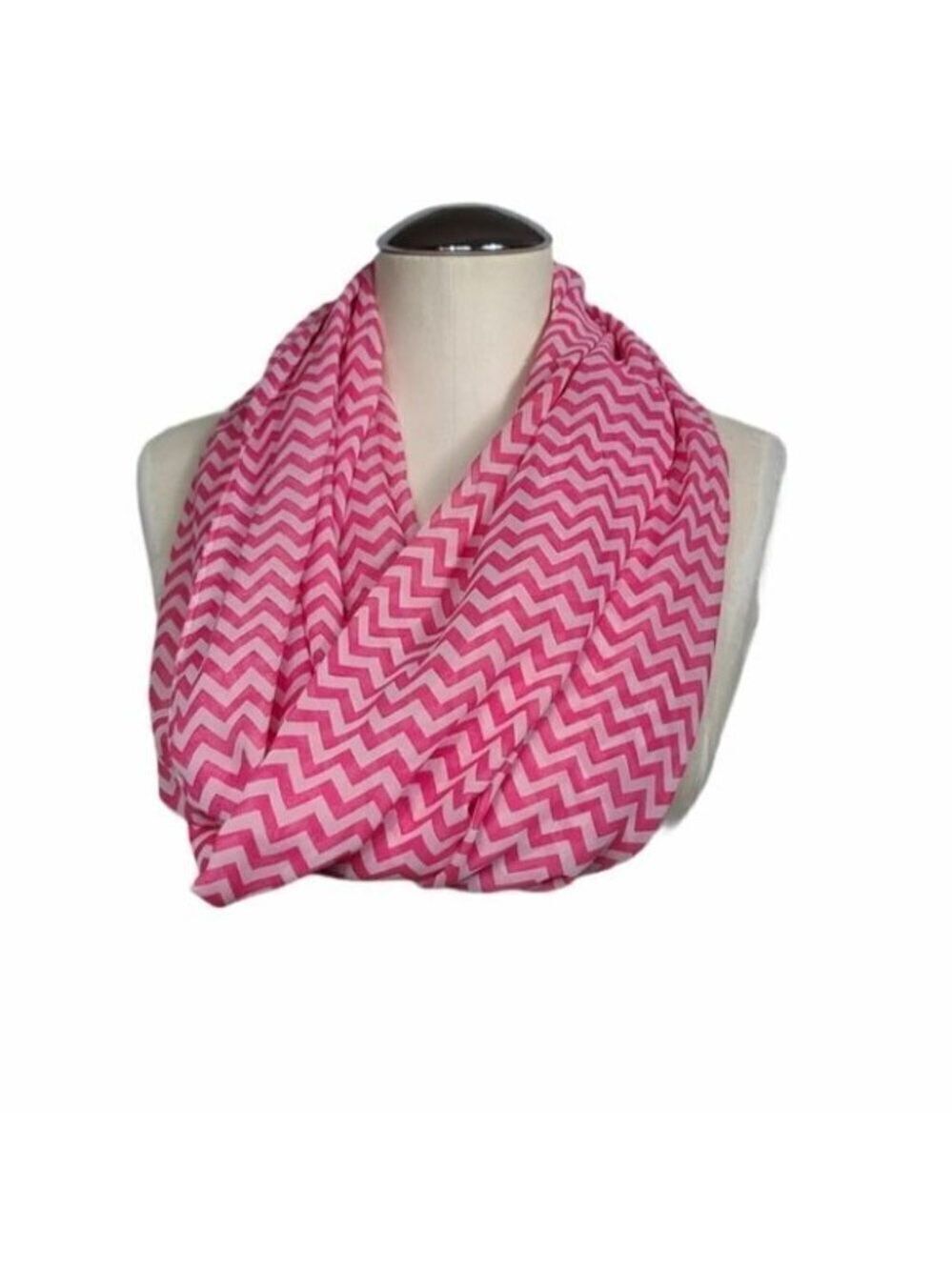 Pink Chevron Loop Wrap Thin Scarf